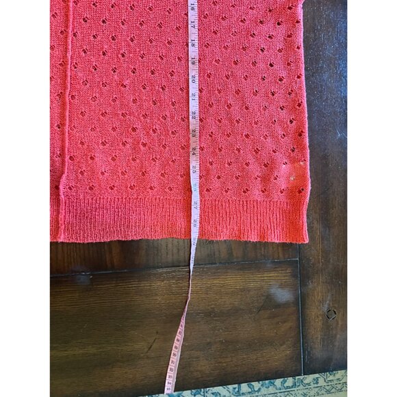 Sag Harbor Coral Scoop Neck Open Knit Sweater Coastal Lightweight Shirt Stretch - Picture 7 of 8